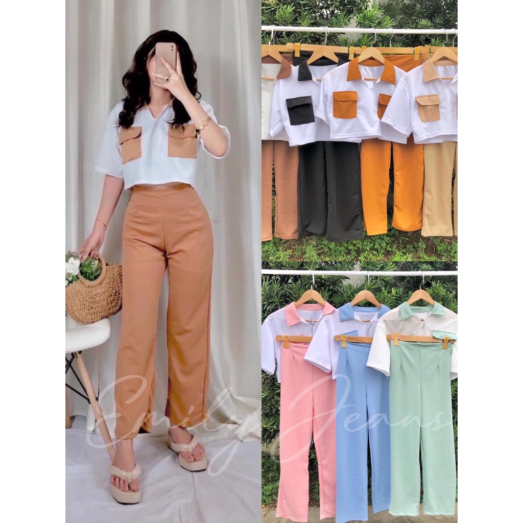 EMILY BKK Pocket Top and Terno Pants Coordinates BESTSELLER Shopee Philippines