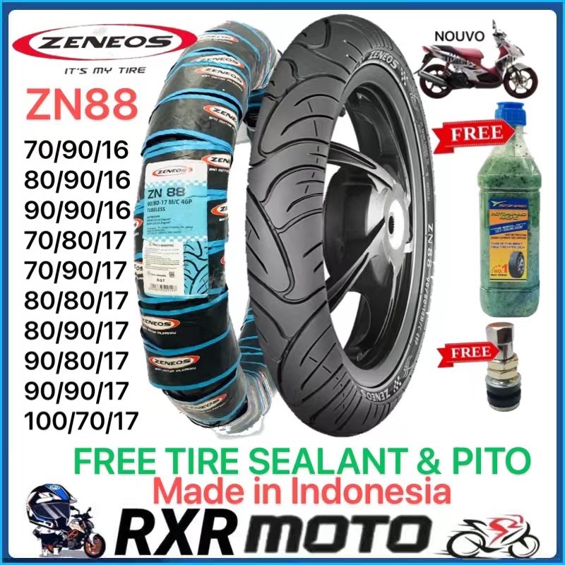 ZENEOS ZN88 MOTORCYCLE TIRE GULONG TUBELESS FREE TIRE SEALER & PITO 70 ...