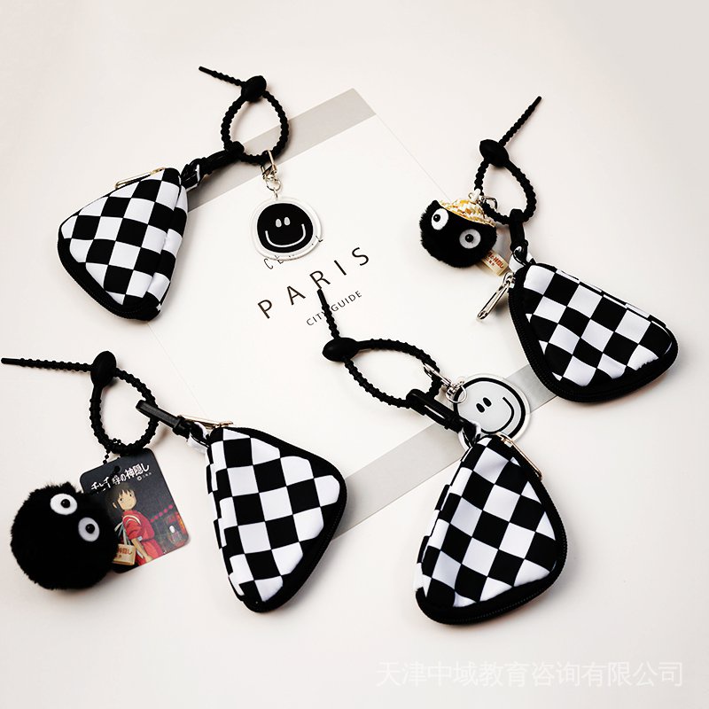 Checkerboard Bag Key Case ins Black White Checkered mini Cute Pocket ...