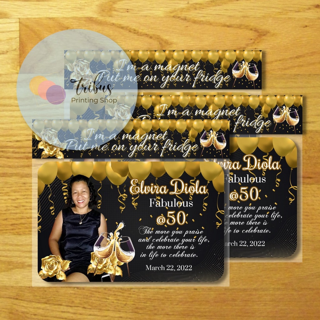 Black And Gold Theme Adult Birthday Ref Magnet Souvenir Glittery