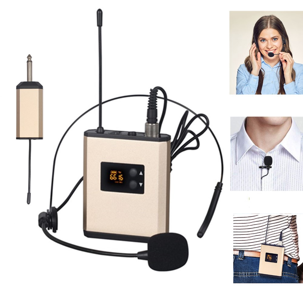 UHF Wireless Headset /Lavalier Lapel Microphone System with Bodypack ...