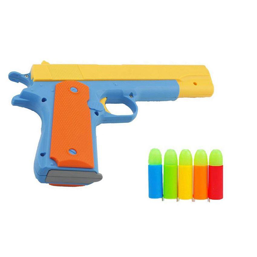 Blaster Cool Toy Gun With 10 Soft Bullets, Ejecting Magazine, Slide 