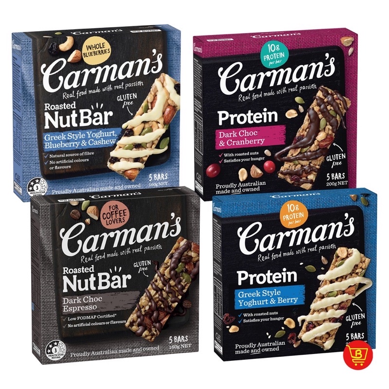 Carman's Nut Bars, 5 bars 160g / Protein Bars, 5 bars 200g Shopee