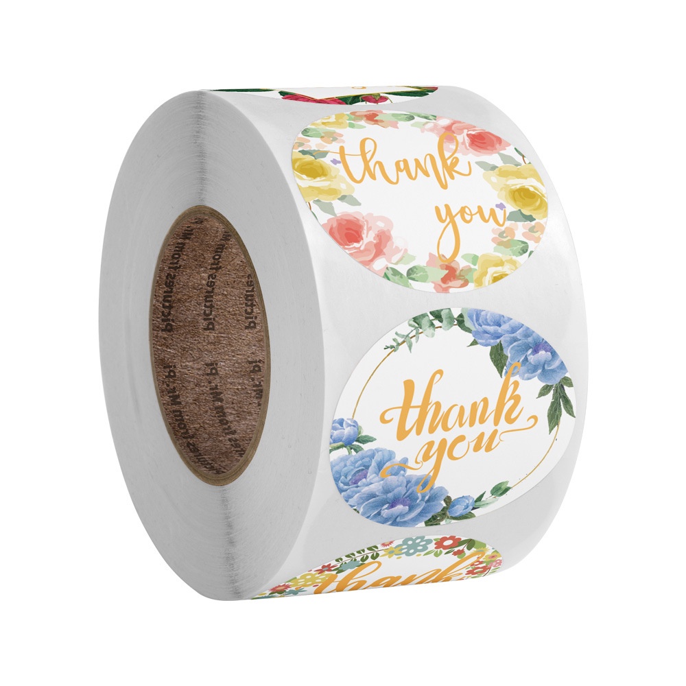 500pcs Thank You for Seal Labels Round Floral Multi Color Labels ...