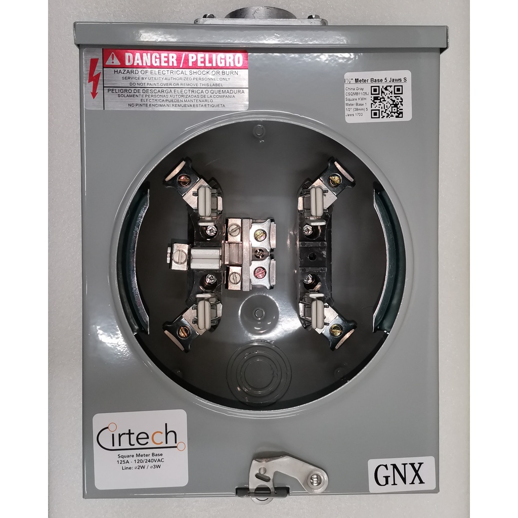 Cirtech Rectangular Meter Base (5 Jaws)(1 1/2" Entance Pipe