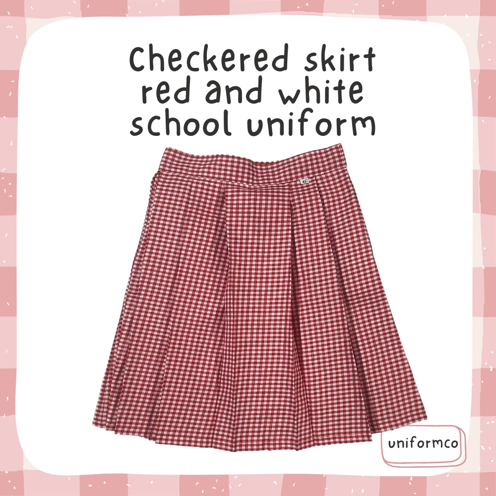 Gingham school skirt outlet red