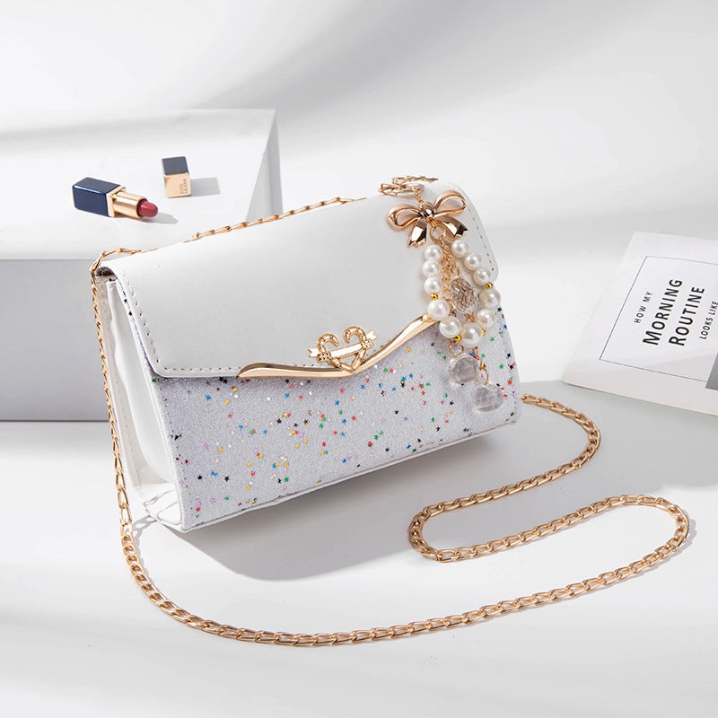 korean new style square sling bag women shoulder handbag 2020 bag female new net celebrity ins wind shoulder messenger bag fashion all match small fragrance chain bag handbag women s bag Korean new el...