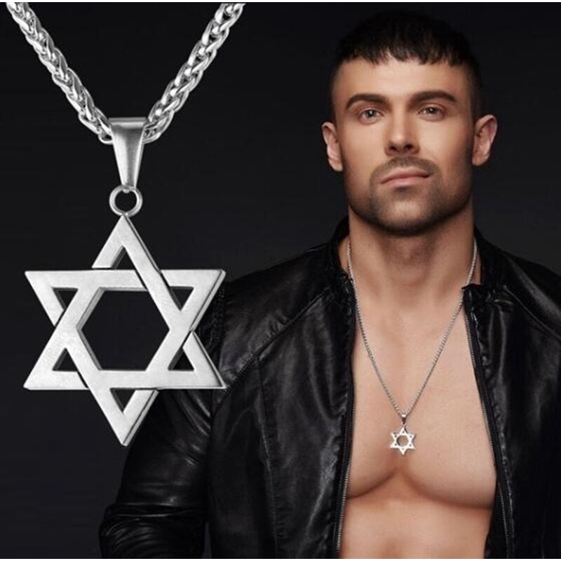 Men's Hexagonal Star Pendant Retro Titanium Steel Alloy Chain Star of