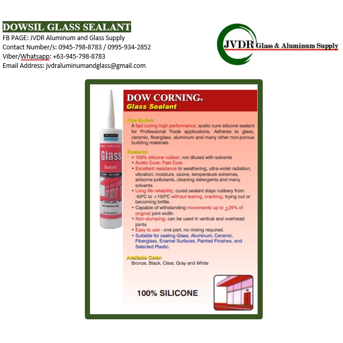Dowsil Glass Sealant 100 24 Pieces Silicone Acetic Cure Weatherproof