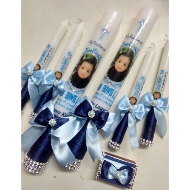 Baby Boy Baptismal Candle Set with Parent Candles ) Shopee Philippines