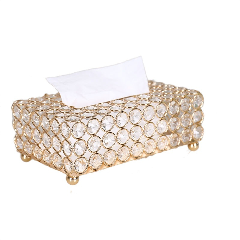 Net red European Crystal Gold tissue box drawer desktop dressing table ...