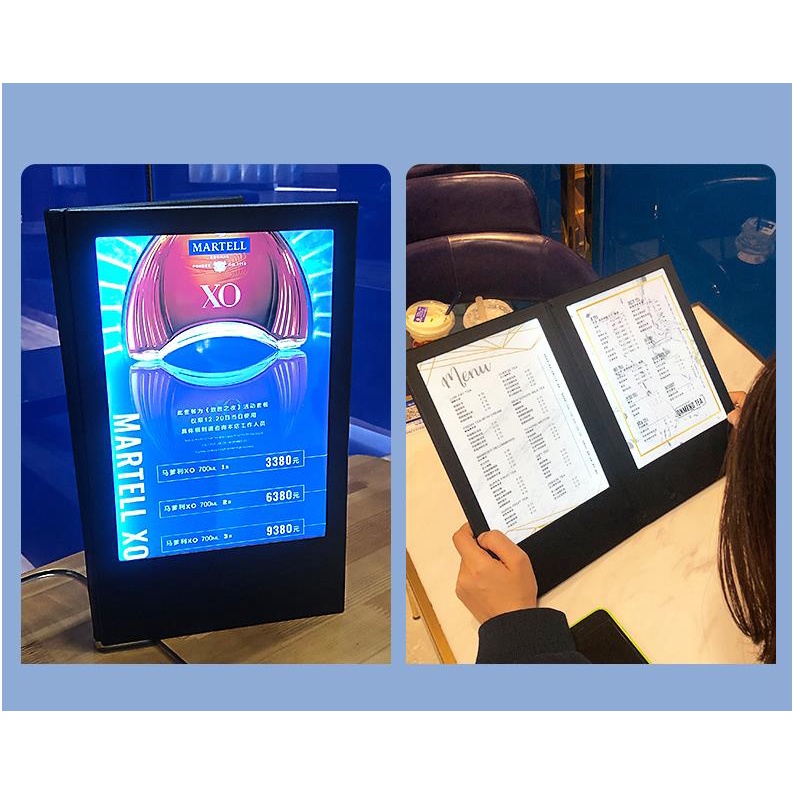 High-end customised LED illuminated menu, display wine list, price list ...