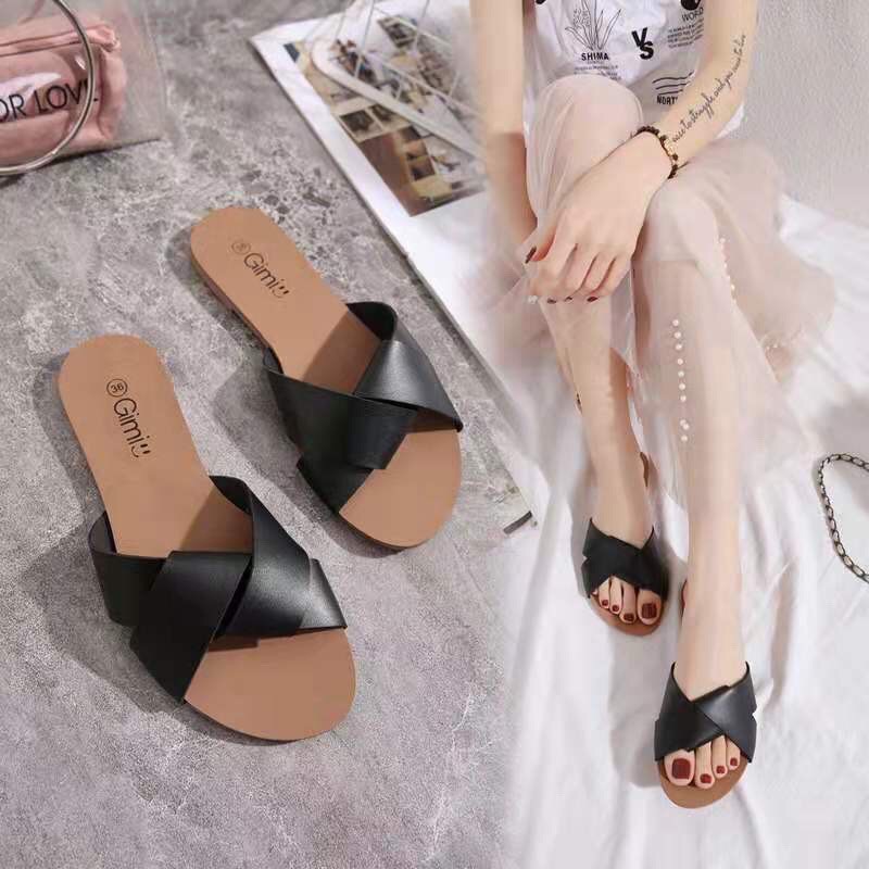 [JOAN] Korean fashion flat sandals cross givi sandals for women ...