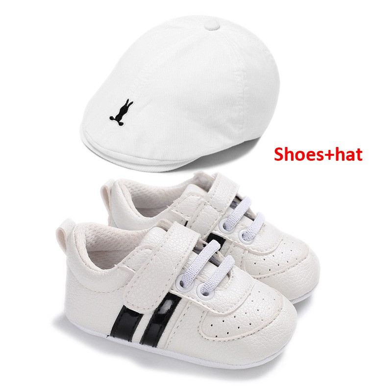 Shoes for Toddlers Boys 0 18 Months Sneakers with Hat 2pcs Set Infant Fashion Birthday Shoes Baptismal Baby Boy Christening Clothes