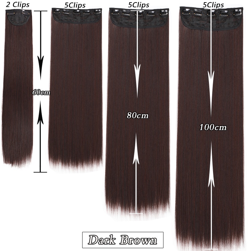 40inch Super Long Straight Hairpiece Invisible Natural Synthetic 5 Clip ...