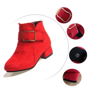 2024 Boots for Kids Girls Red Fashion Suede Upper High Heels Martin ...