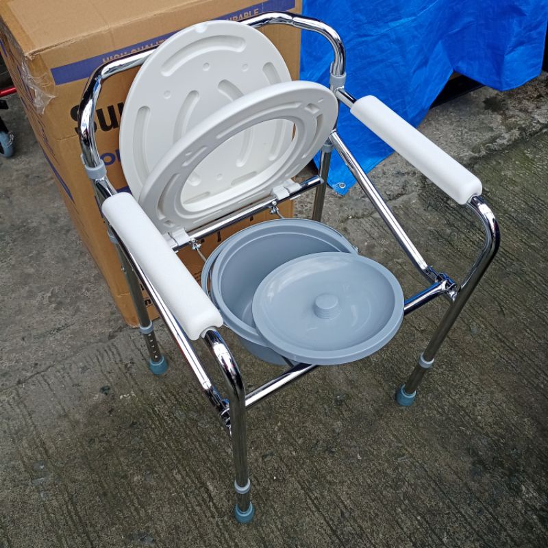 Commode Chair Steel Frame, Chrome Height Adjustable Sure-Guard | Shopee ...