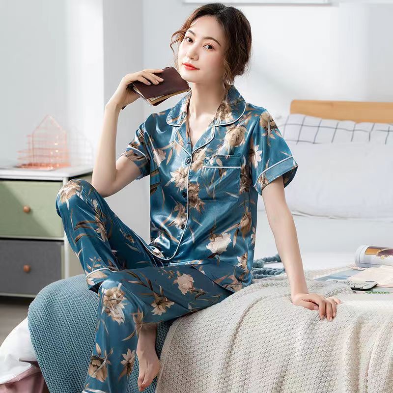 Basic Silk Pajama Short Sleeves Set Lounge Wear Sleepwear – Shapes