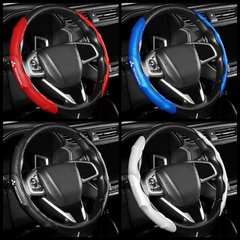 2Pcs Car Carbon Fiber Steering Wheel Cover Breathable Cardboard Cover