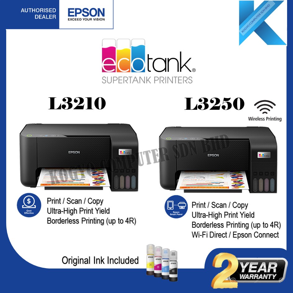 Epson Ecotank L3210 L3250 L3256 All In One Ink Tank Printer G2000 G3000 G2010 G3010 0044