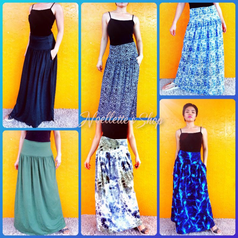 Women s Plain and Printed Maxi Long Skirt with Pocket 40 inch Shopee Philippines