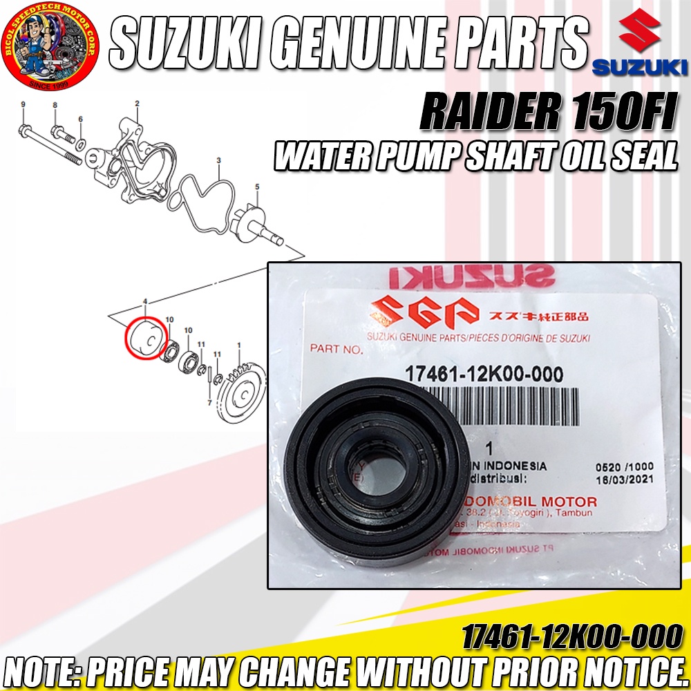 RAIDER 150FI WATER PUMP SHAFT OIL SEAL (SGP) (Genuine 1746112K00000