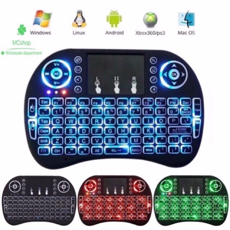 I8 2.4G 3-Color Backlight Wireless Mini Keyboard with Touchpad | Shopee ...