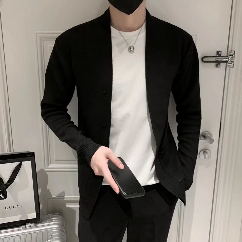 【2Color】M2XL Korean style solid color knitted cardigan long sleeve