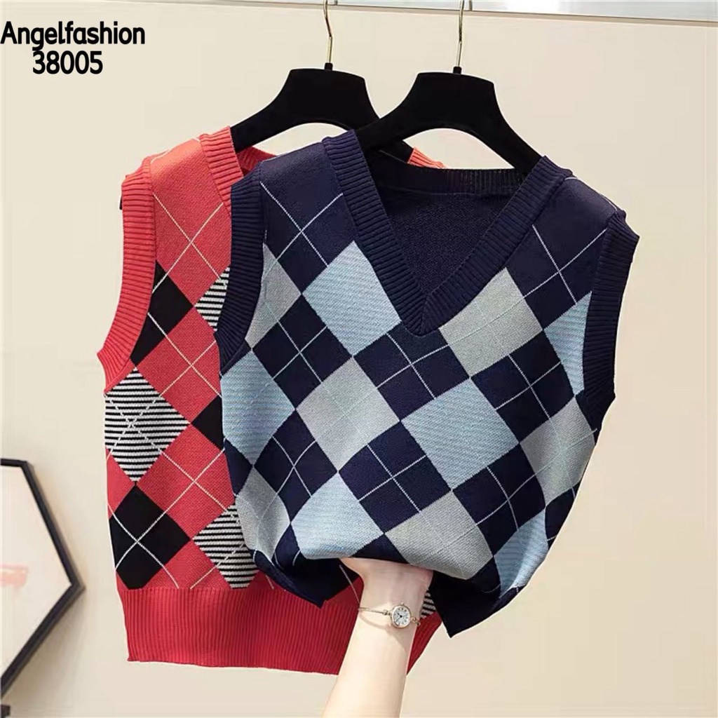 luckyhouse vintage Printed V Neck Knitted Vest Fashion Sleeveless ...
