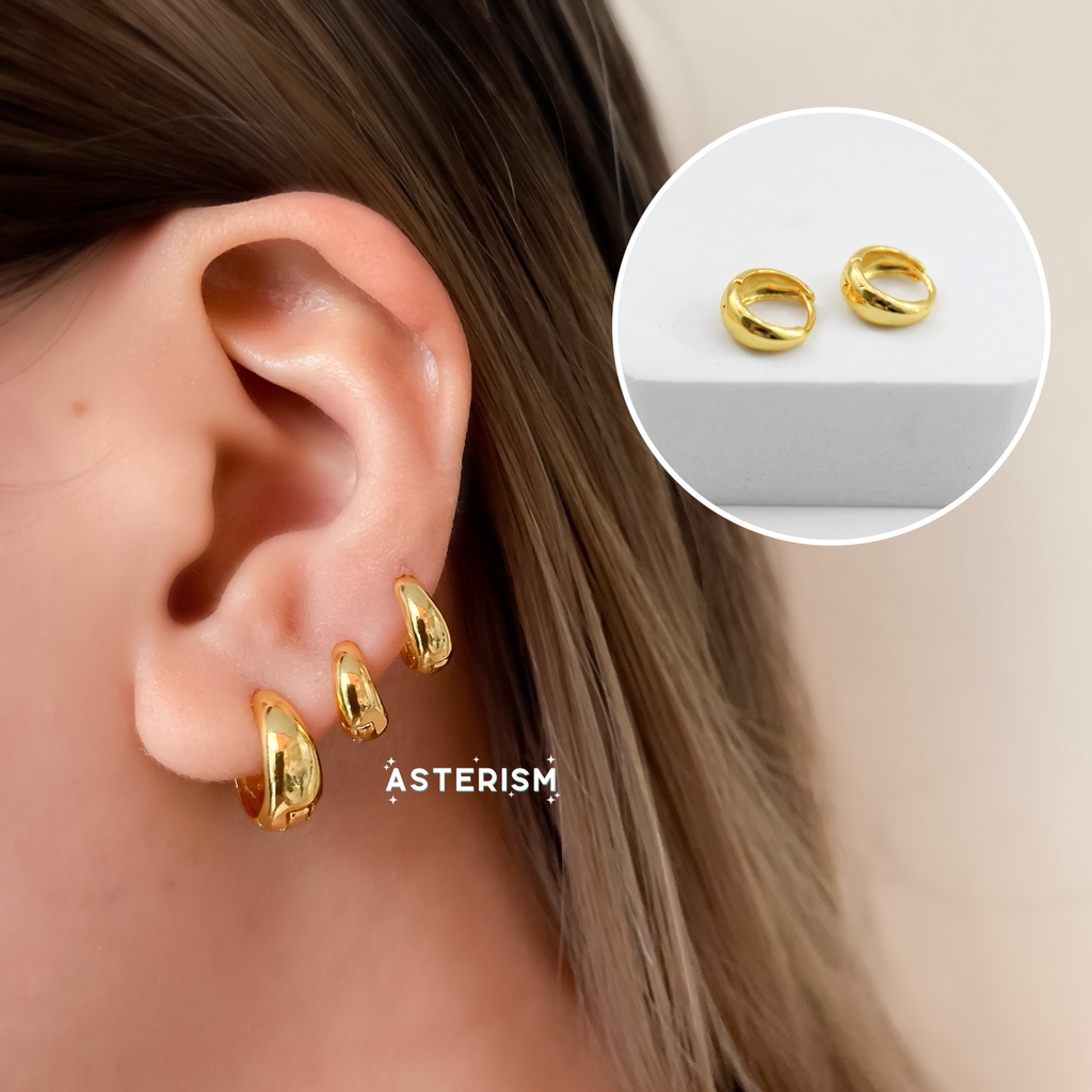The Good Store Gold Chunky Hoop Earrings For Women | 14K Gold Plated Earrings With Silver