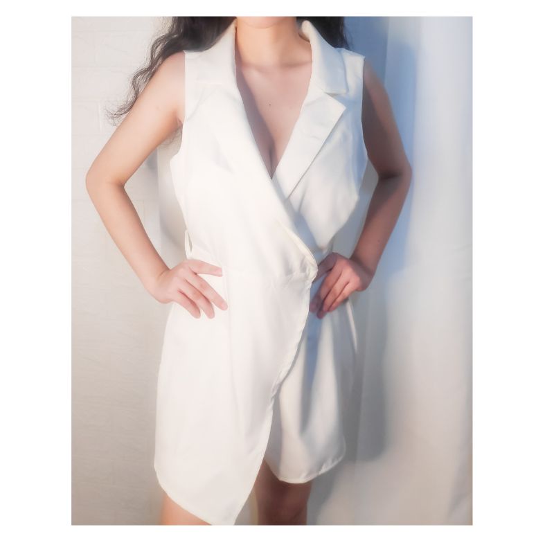 White sleeveless Romper Shorts | Shopee Philippines