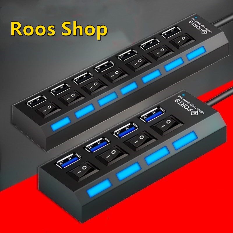7Port HUBs High Speed USB 2.0 Multi HUB Splitter Expansion Computer