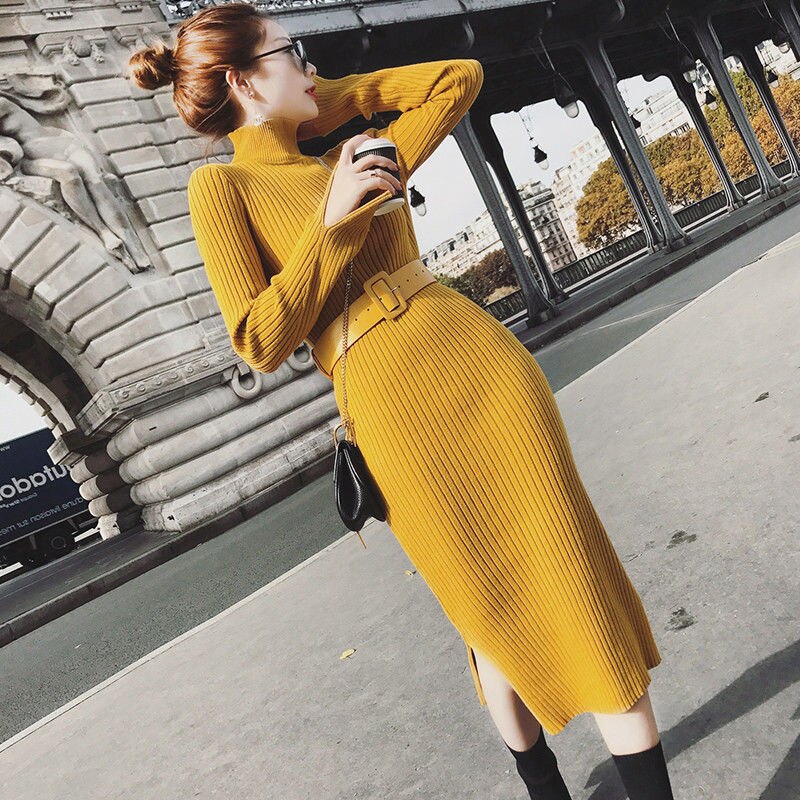 oversized yellow sweater dress Just Between Us Sweater Dress - Mustard