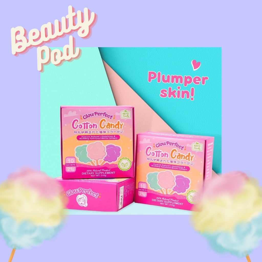 Glow Perfect Cotton Candy LGlutathione and Collagen Drink [1 Box / 10