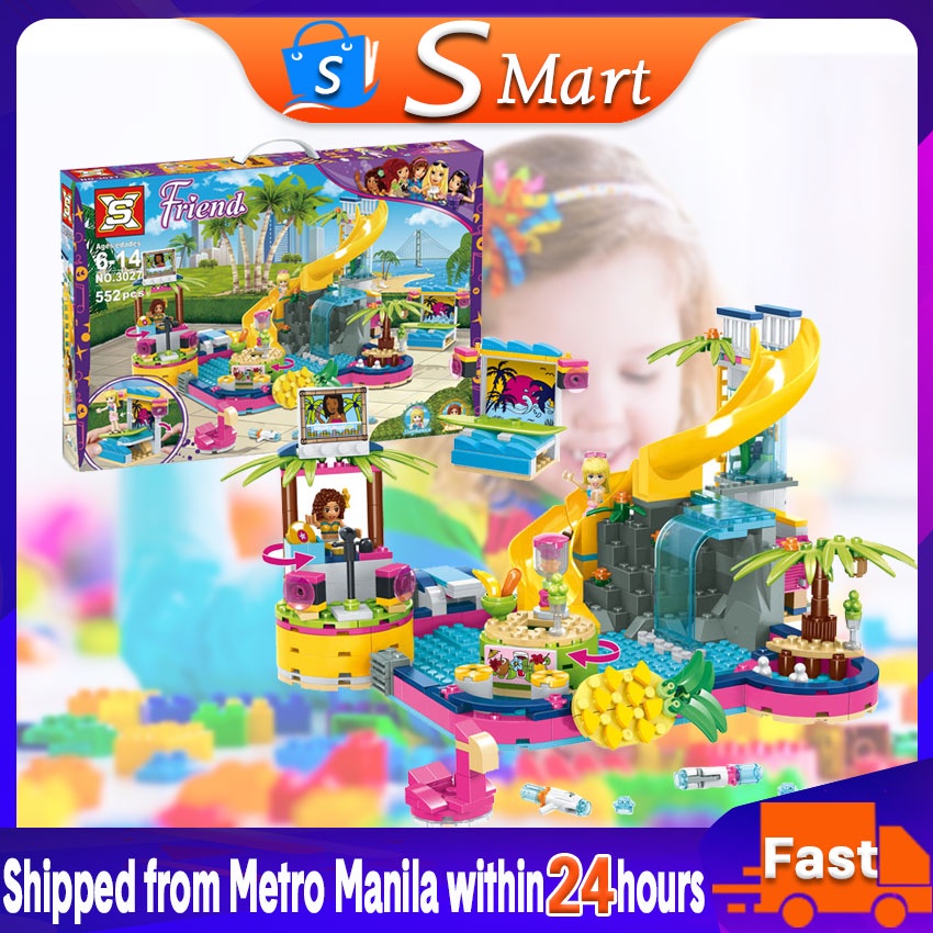 City Water Park Building Model Blocks Educational Toys For Children