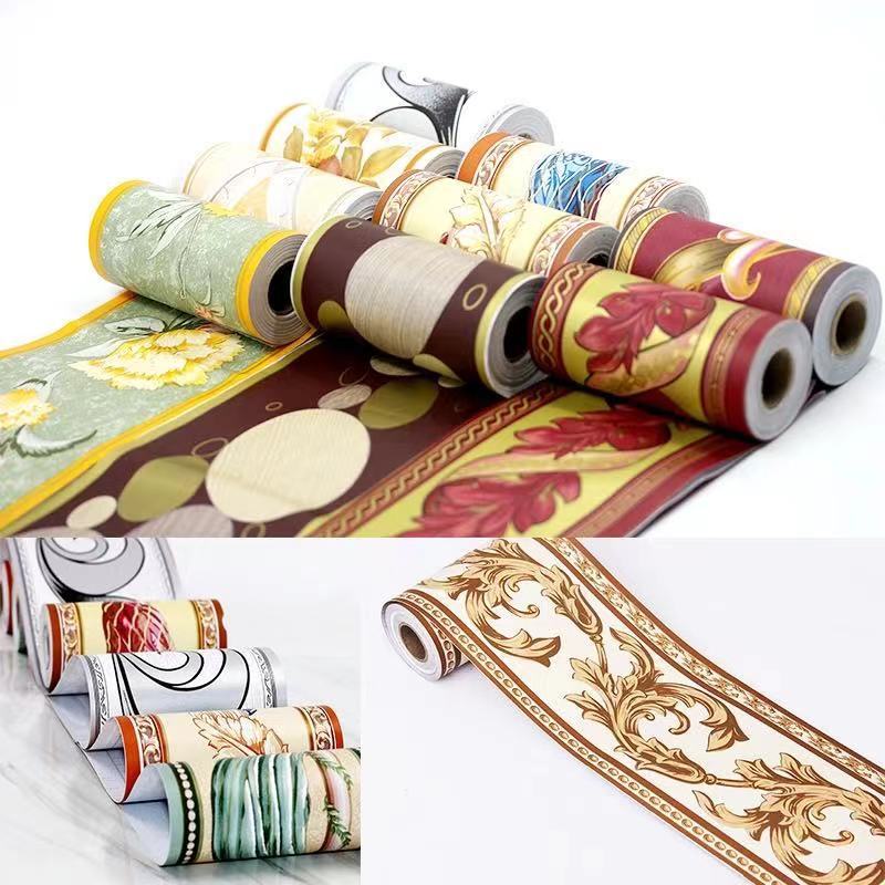 Waterproof Wallpaper Border 3D Embossed Floral Wall Border Paper Wall