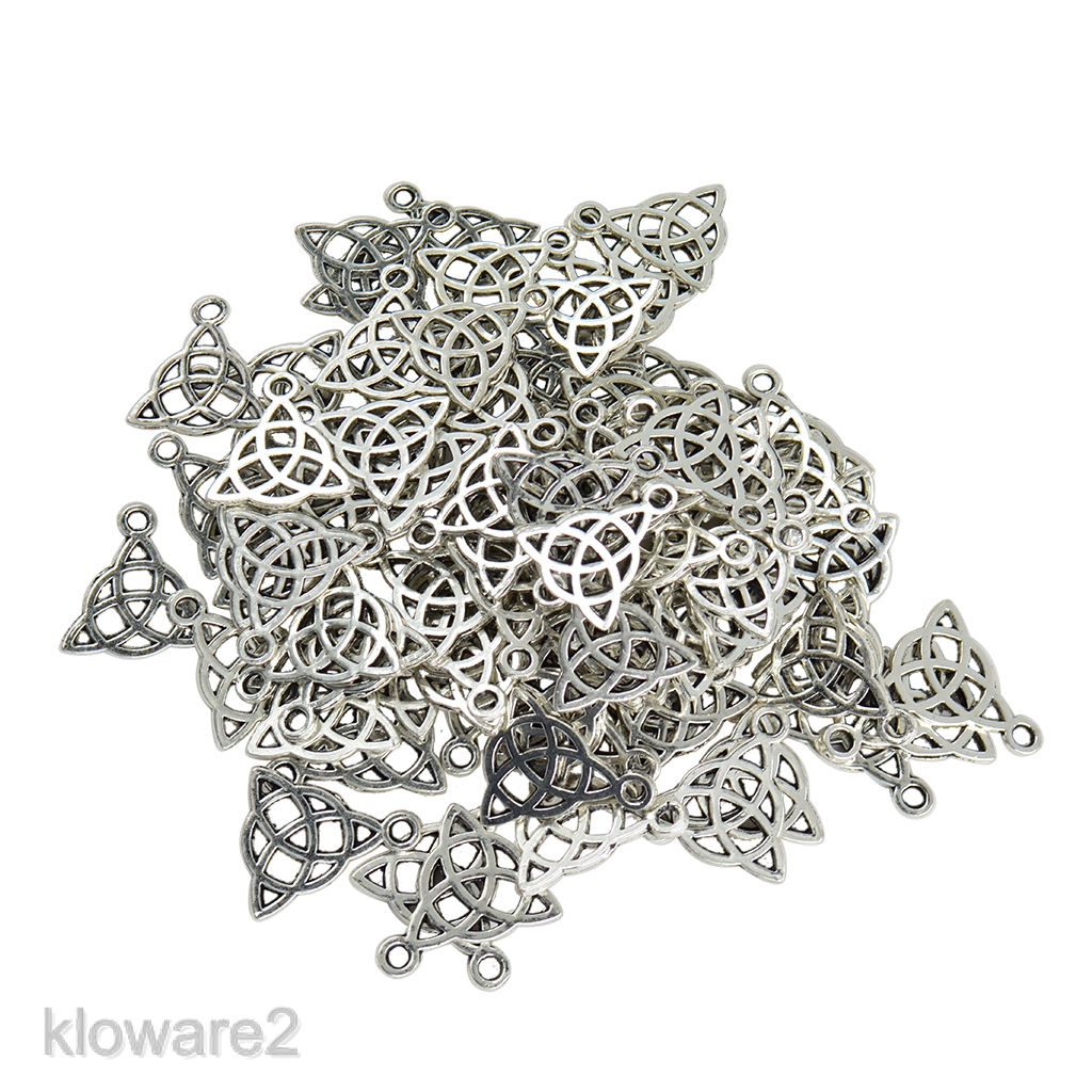 20 LARGE CELTIC KNOT CHARMS PENDANTS TRINITY SILVER PLATED 30mm PAGAN Wicca C243