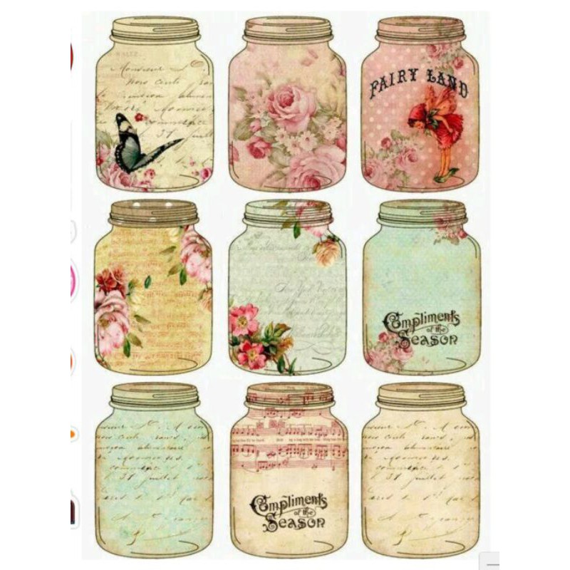 Stickers colored aesthetic for DIY scrapbook journal flower vintage ...