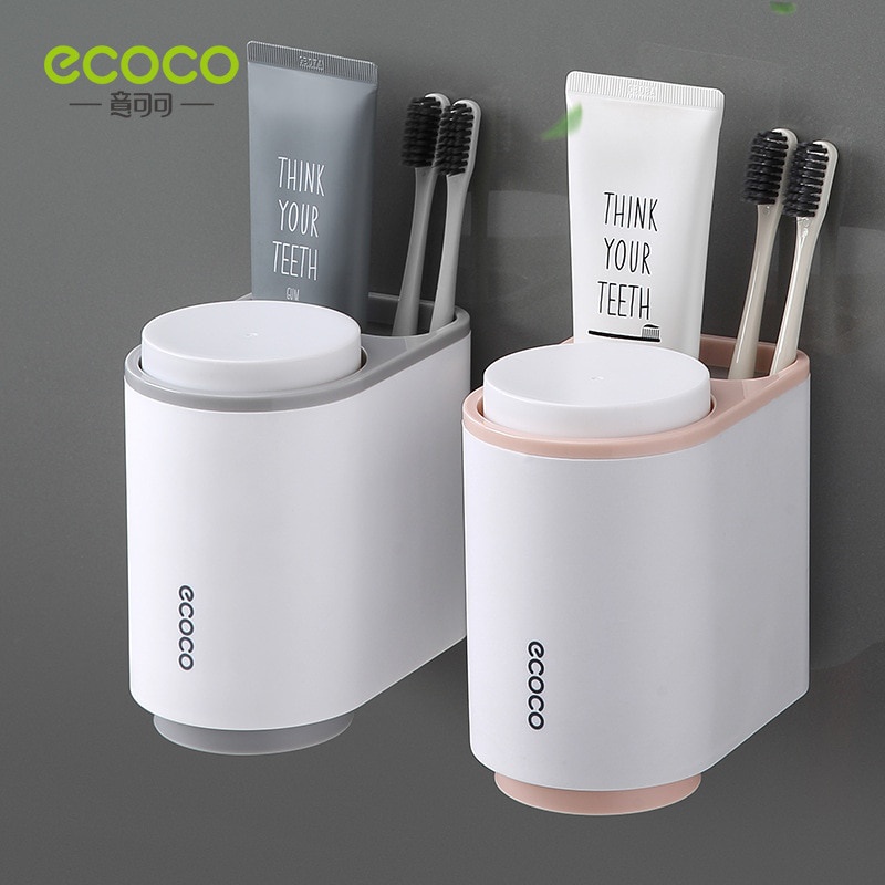 ECOCO Wall-mount Toothbrush Holder Tooth Cup Toothpaste Toothbrush Rack ...