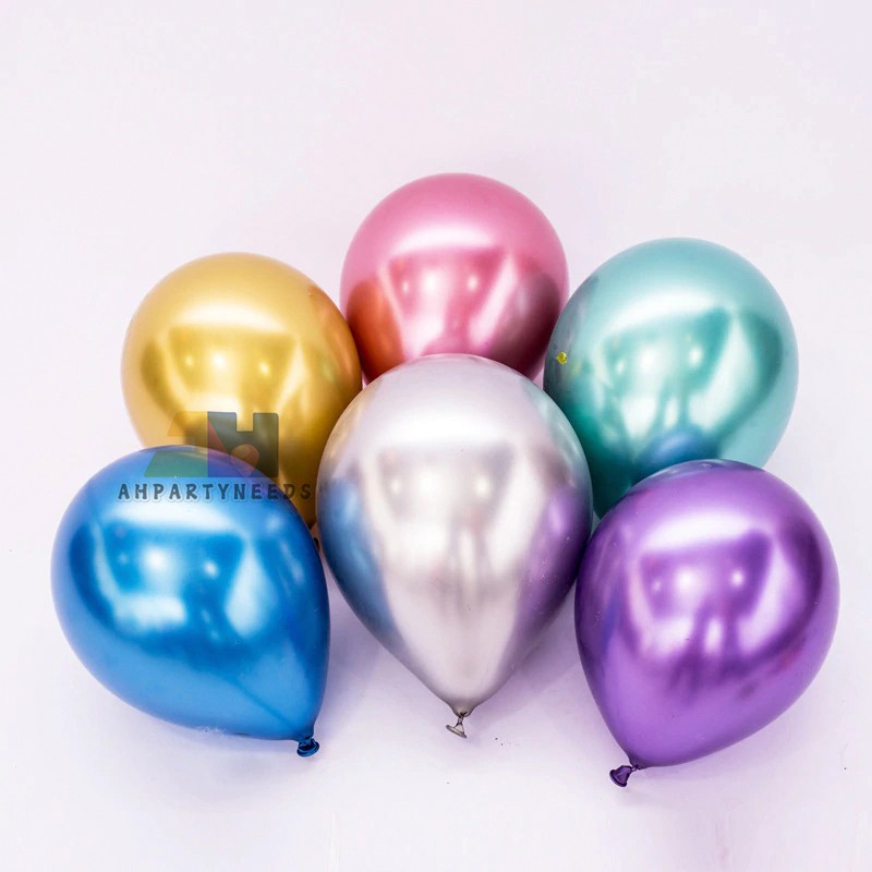 5 Inches Chrome Metallic Round Latex Balloons Wedding Market Birthday ...