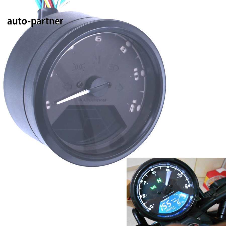 Universal LCD Digital Motorcycle Speedometer With Tachometer - 12000RPM