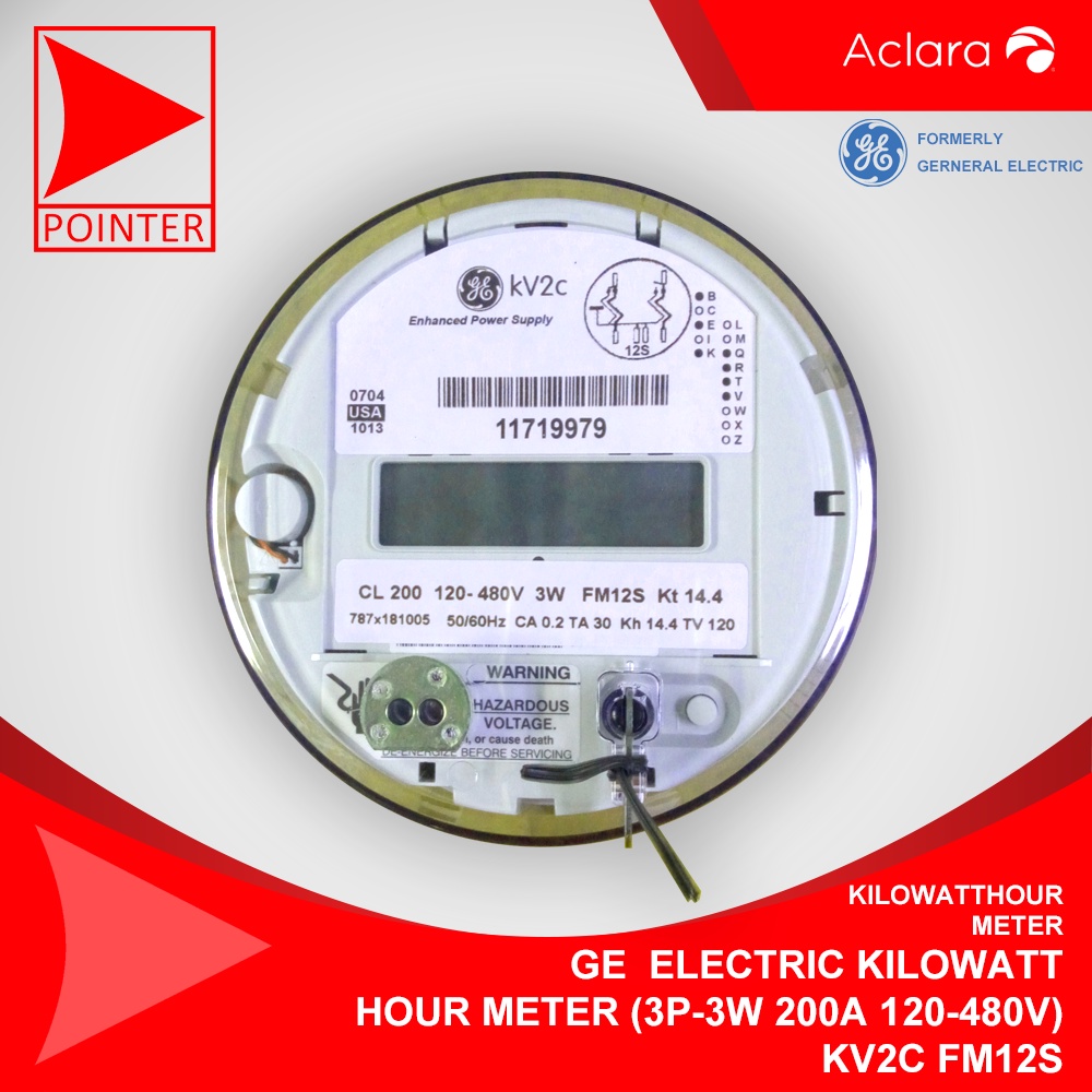 GE ELECTRIC KILOWATT HOUR METER (3P3W 200A 120480V) KV2C FM12S