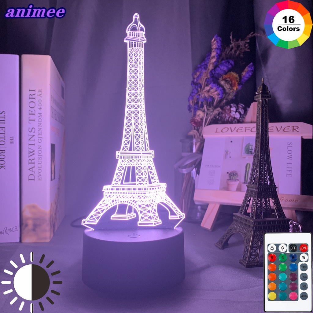 Paris Eiffel Tower 3d Illusion Led Baby Night Light Color Changing