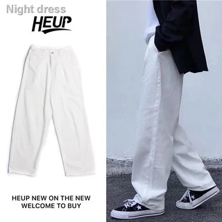 saferido Japanese Style High Street Men's Jeans Straight Leg Loose Fitting Casual Pants Trendy and Versatile Wide Leg Pants Spring Summer