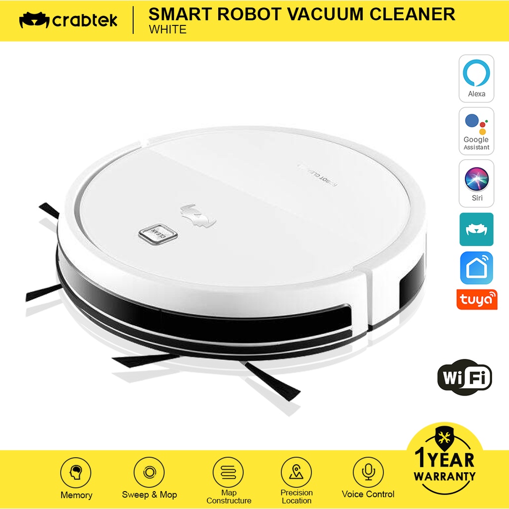 CrabTek Automatic Vacuum Cleaner 3 In 1 App Google Assistant Siri ...