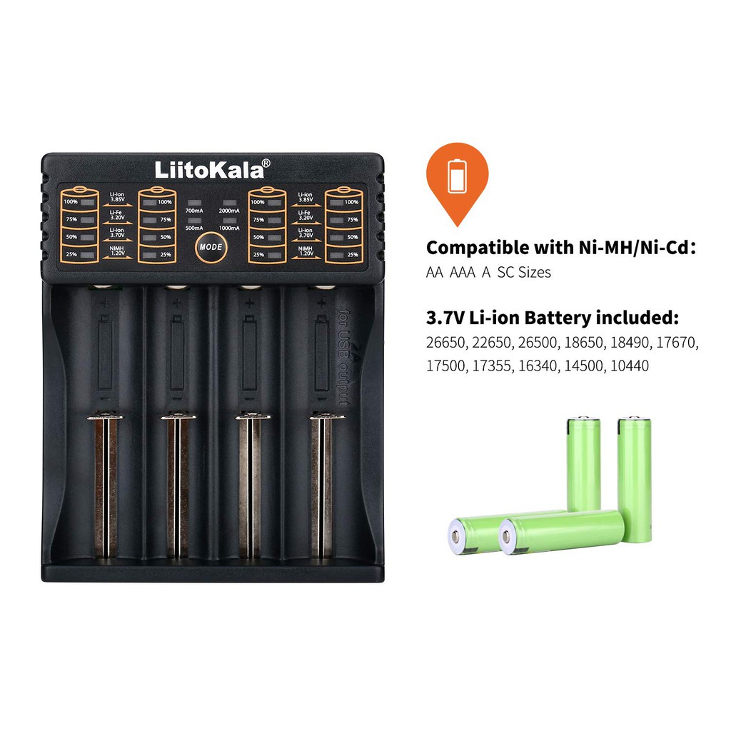 LiitoKala Lii-402 Smart Universal Lithium Li-ion Battery Charger 18650 ...