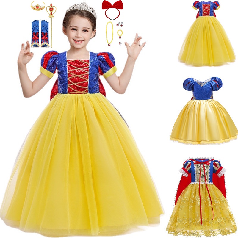 New Fashion Kids Princess Costume Children Snow White Birthday Sequin Dress Up Little Girl Party Gown Christmas Dress Halloween Costume Shopee Philippines