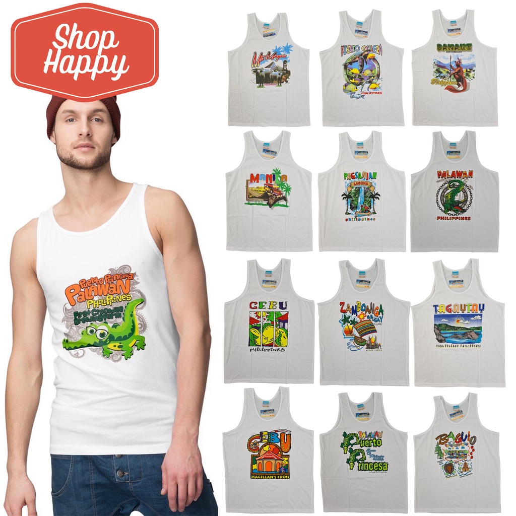 Unisex Philippine Cities Cotton Summer White Sando l Tourist Spots Tank ...