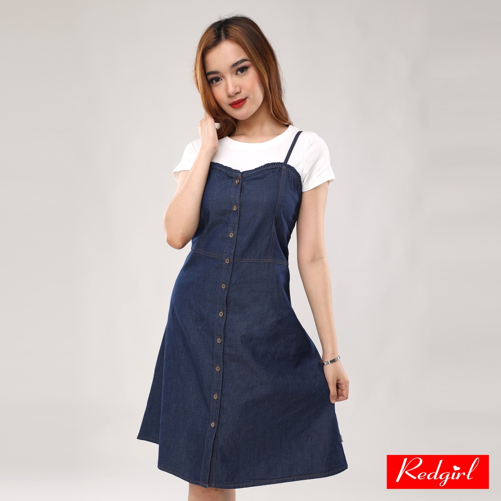 Red girl denim hot sale dress