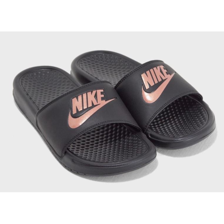 Nike slides women gold hot sale